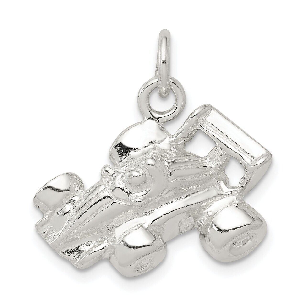 Sterling Silver Race Car Charm Formula 1 Racing Jewelry 18mm x 22mm